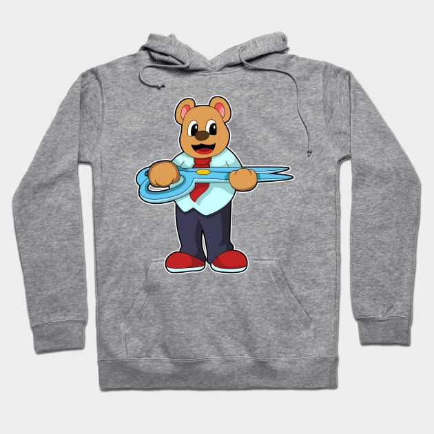 Bear as Hairdresser with Scissors Hoodie by Markus Schnabel